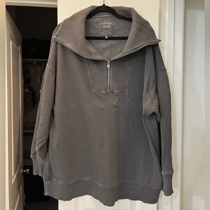 Aerie Down To Earth Quarter Zip Sweatshirt